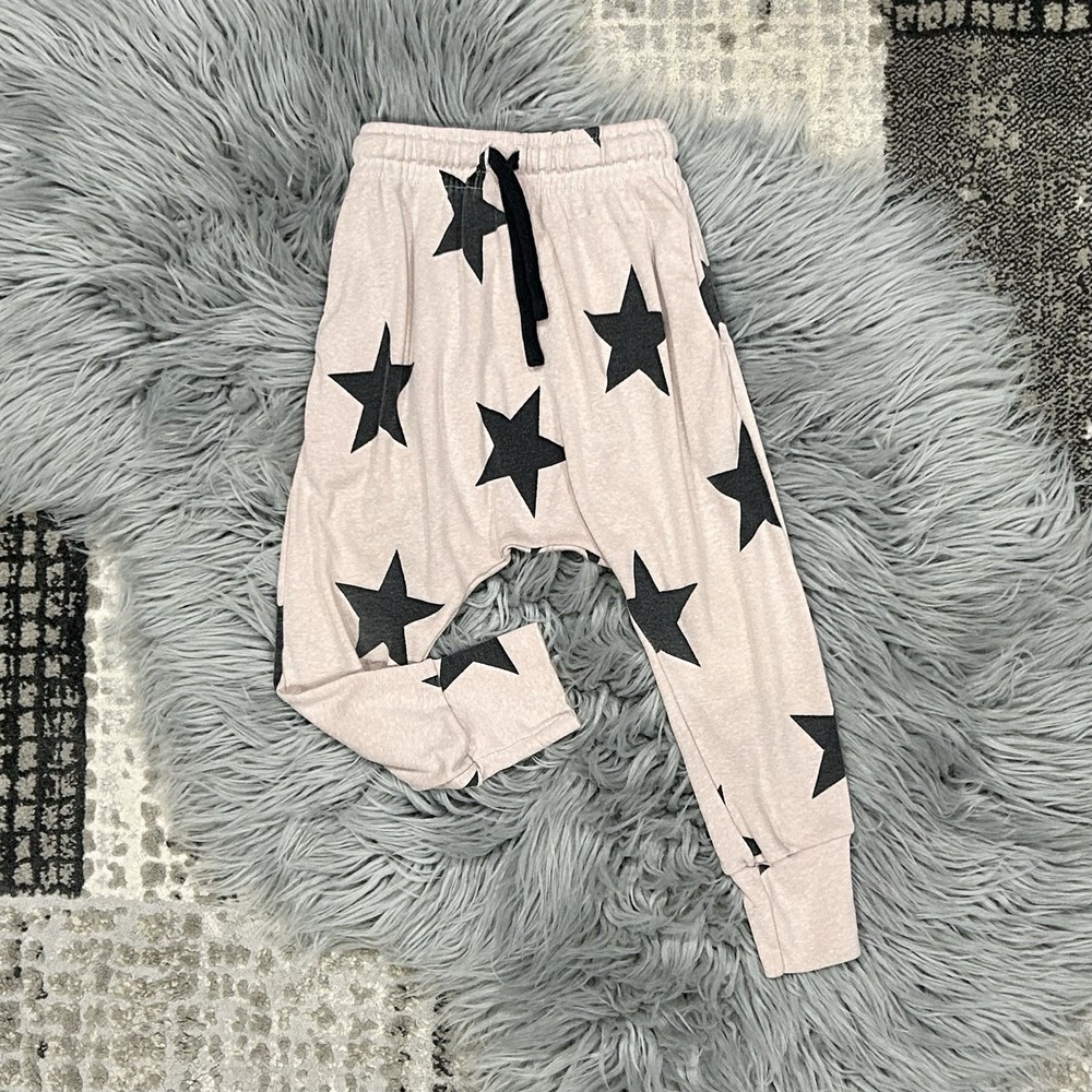 nununu Infant Star Baggy French Terry Sweatpants Blush W/Black Star 2-3Y ($58)